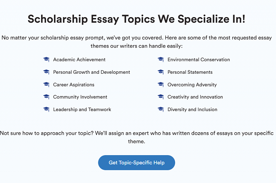Specialized Scholarship Essay topics